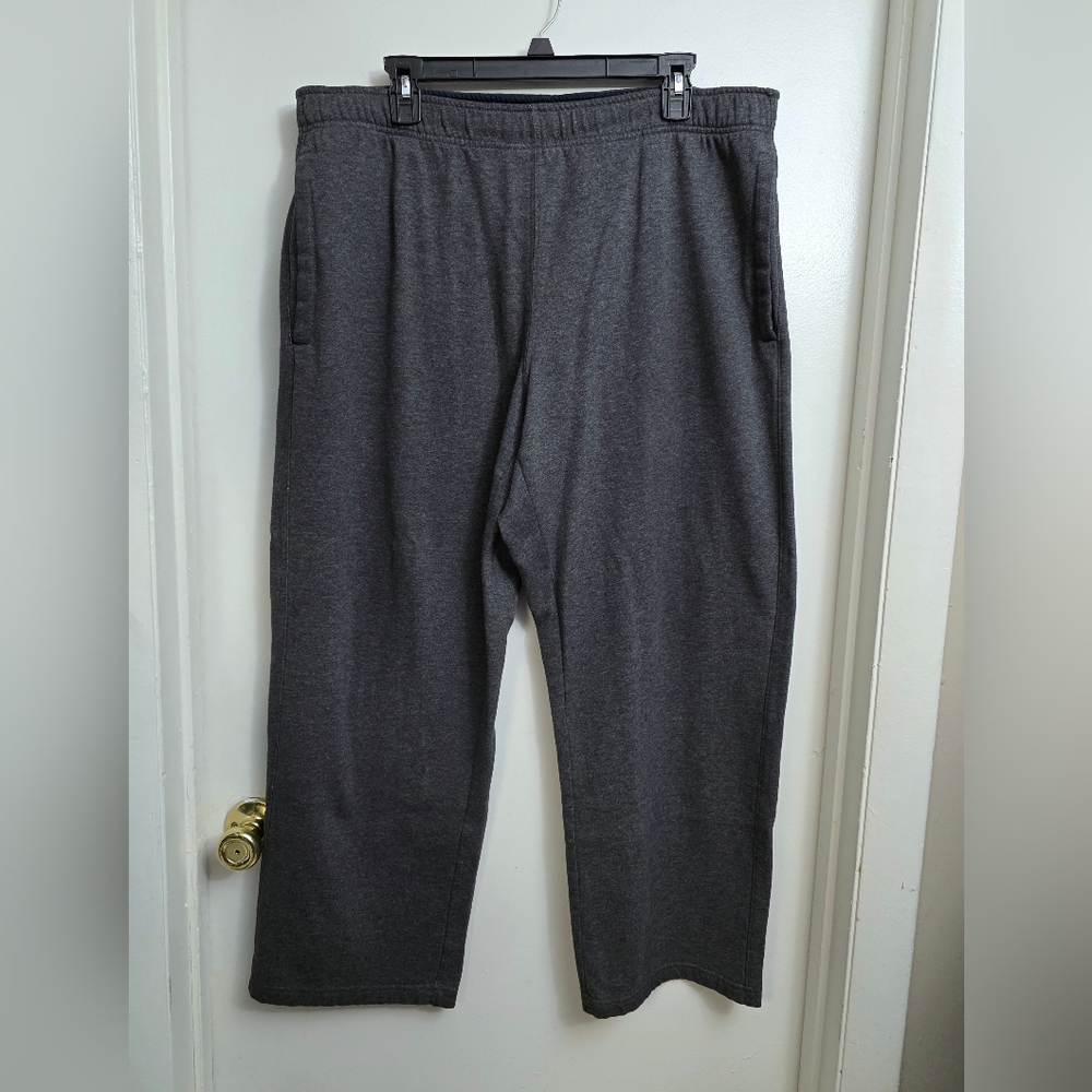 Nautica Mens Jogger Sweat Pants Open Straight Leg Fleece Lined Drawstring Gray
